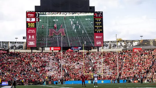 Maryland football fans at SECU Stadium during 2025 game against Indiana