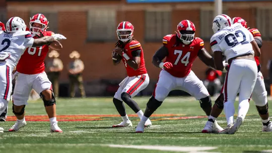 Quarterback Malik Washington getting set to throw the ball in a game in 2025