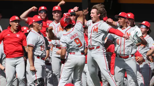 David Mendez celebrates a home run against Towson