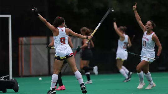 Babs van Hest celebrates a goal against Saint Joseph's