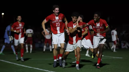 Maryland celebrates a gaol against Wisconsin
