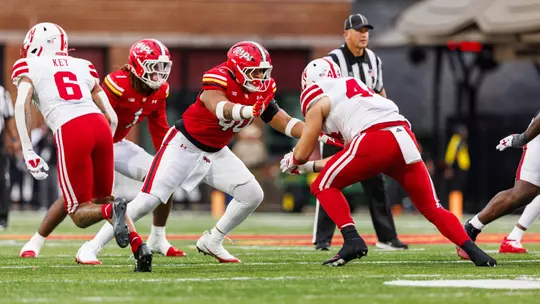 Nahsir Taylor going up against the Nebraska offense during a home game in 2025