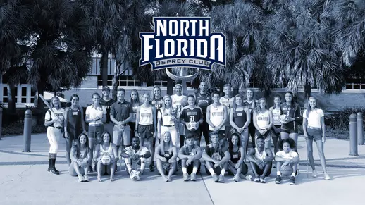 Image of student athletes with the North Florida Osprey Logo on the middle.