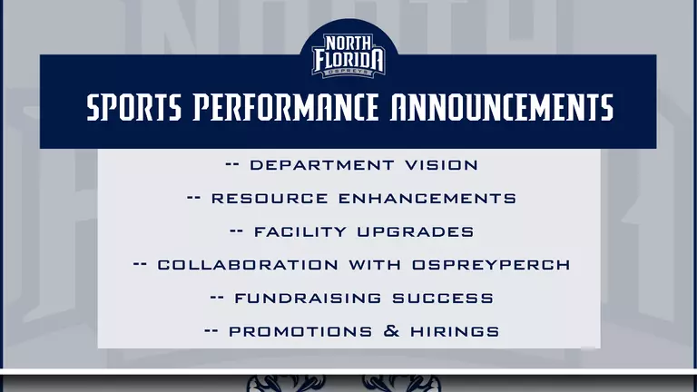 Staff Updates, Resource Enhancements Announced for UNF Sports Performance Team