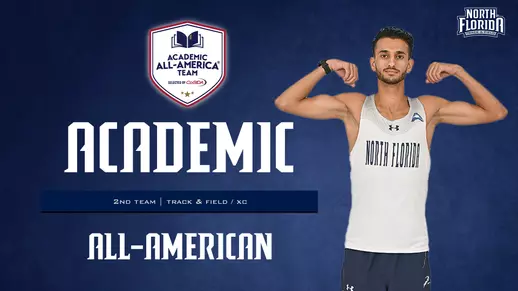 Jubran 2022 CoSIDA All-American graphic with a picture of Nathan Jubran and a logo with academic all-american text
