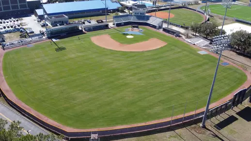 Aerial shot of Harmon Stadium baseball