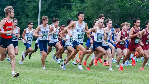 Men's cross country team running 2025