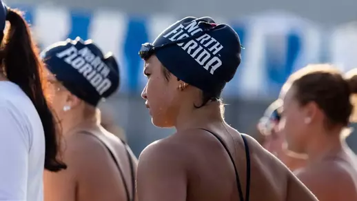 2025-26 North Florida Swimming - Victoria Torres Waiting To Enter Pool