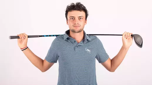 2025-26 North Florida Men's Golf - Filippo Serra Driver On The Shoulders
