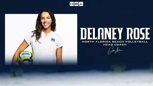 2026 North Florida Beach Volleyball - Head Coach Delaney Rose Release Graphic