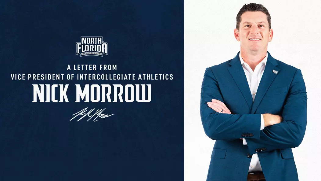 Graphic for a letter from Vice President of Intercollegiate Athletics Nick Morrow