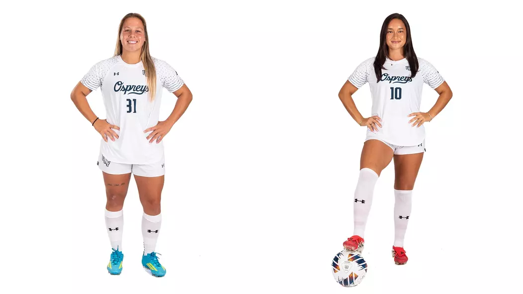 White Backdrop Photo of Paige McSwigan and Allie Fekany ahead of the 2026 season