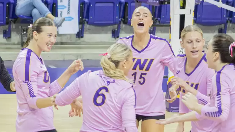 UNI volleyball wins record breaking 70th straight MVC contest in sweep of Bradley Image
