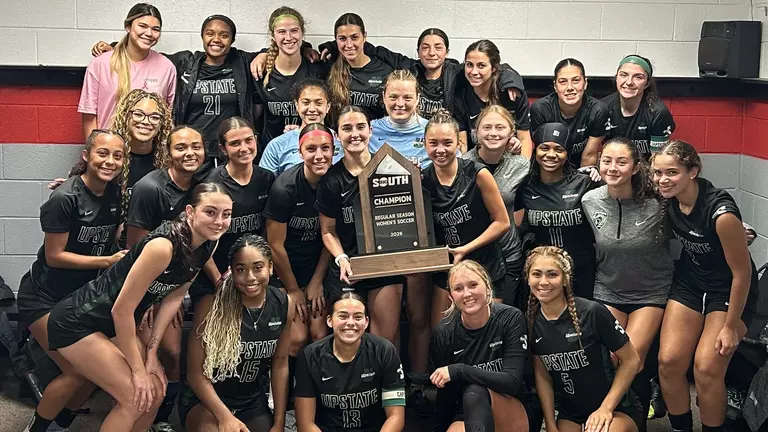 2026 Women's Soccer Regular Season Champions locker room trophy
