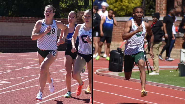 Grace Glassmeyer and Quintavius James at Davidson Relays
