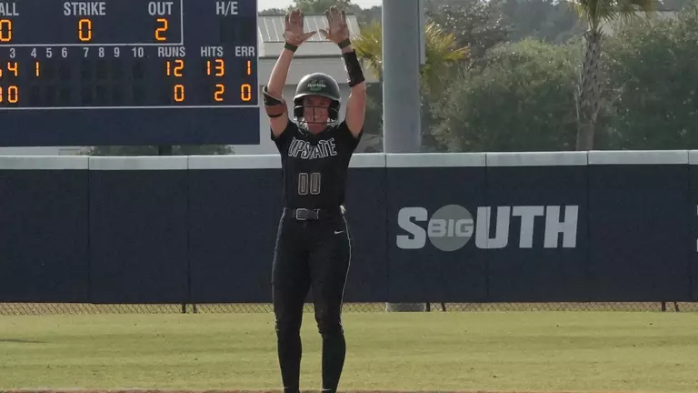 Abby Polk after a double against Charleston Southern (4/24/26)