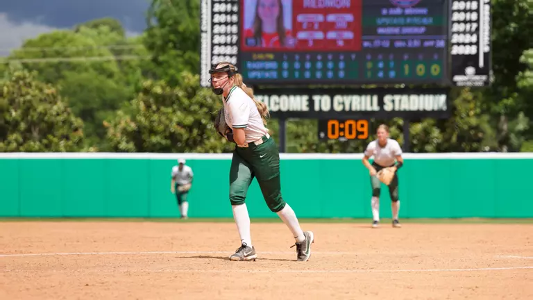 Maddie Drerup in the circle against Radford (5/7/26)