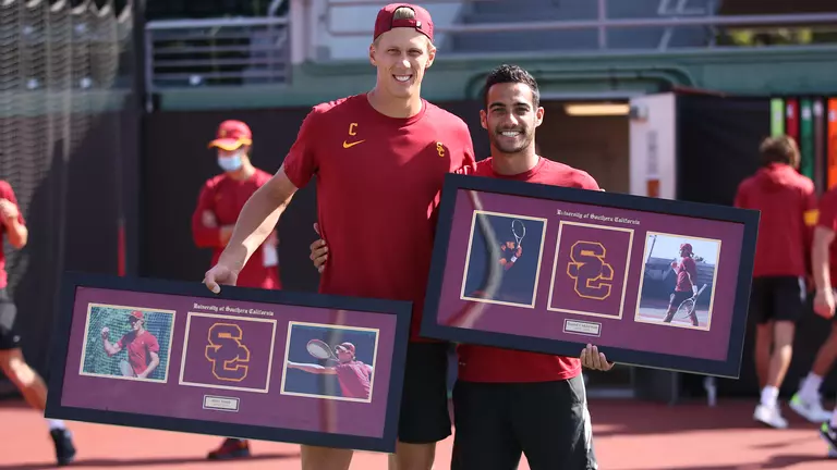 Riley Smith and Daniel Cukierman on Senior Day at Marks Stadium