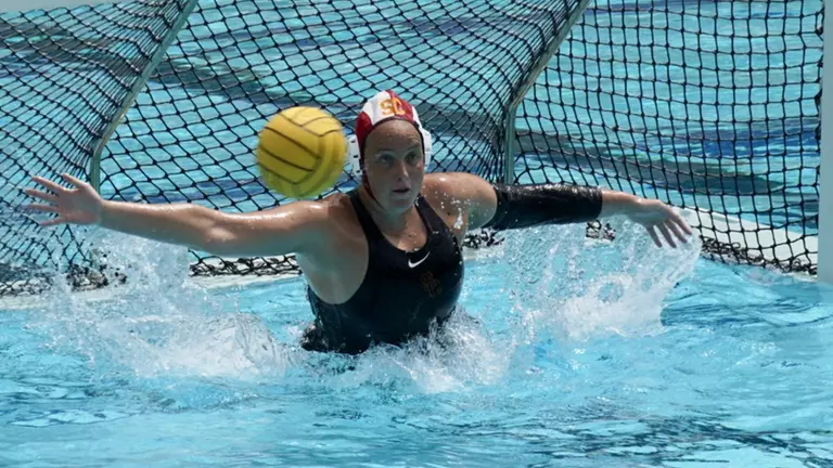 Holly Parker rises up for a save at UCLA