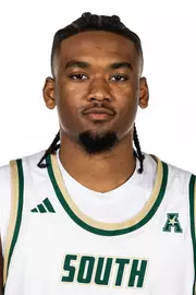 Kobe Knox headshot taken during 2024 South Florida Men's Basketball media day on October 4, 2024.
(Stephen Galvin / University of South Florida Athletics)