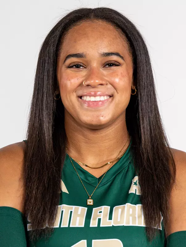 Samiha Foster headshot taken during 2024 South Florida Volleyball media day on July 22, 2024.
(Stephen Galvin / University of South Florida Athletics)