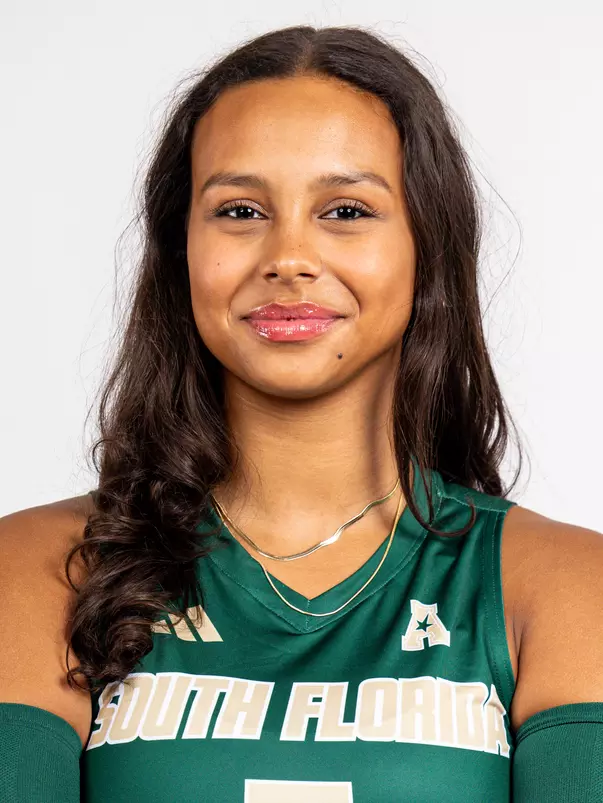 Tatiana Johnson headshot taken during 2024 South Florida Volleyball media day on July 22, 2024.
(Stephen Galvin / University of South Florida Athletics)