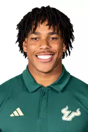 Byrum Brown headshot taken during 2024 South Florida Football media day on July 25, 2024.
(Stephen Galvin / University of South Florida Athletics)