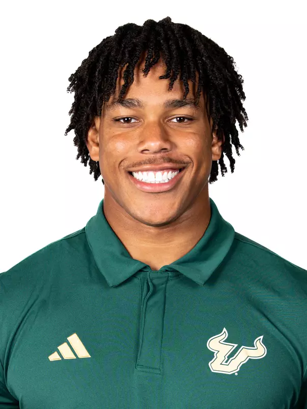 Byrum Brown headshot taken during 2024 South Florida Football media day on July 25, 2024.
(Stephen Galvin / University of South Florida Athletics)