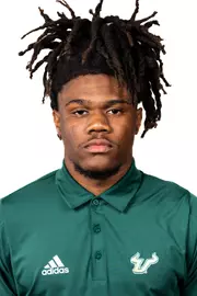 Daron Jean headshot taken during 2024 South Florida Football media day on July 24, 2024.
(Stephen Galvin / University of South Florida Athletics)