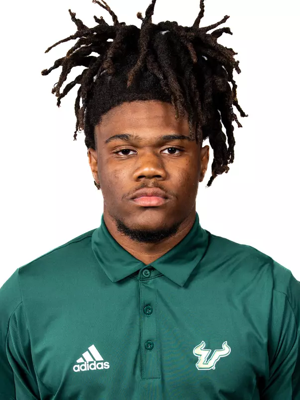 Daron Jean headshot taken during 2024 South Florida Football media day on July 24, 2024.
(Stephen Galvin / University of South Florida Athletics)
