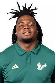 Dinellson Exume headshot taken during 2024 South Florida Football media day on July 24, 2024.
(Stephen Galvin / University of South Florida Athletics)