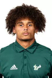 Jayden Davis headshot taken during 2024 South Florida Football media day on July 24, 2024.
(Stephen Galvin / University of South Florida Athletics)