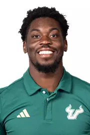 K'Wan Powell headshot taken during 2024 South Florida Football media day on July 25, 2024.
(Stephen Galvin / University of South Florida Athletics)