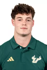 Pierse Stainton headshot taken during 2024 South Florida Football media day on July 24, 2024.
(Stephen Galvin / University of South Florida Athletics)