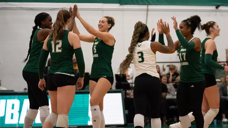 Volleyball in-match celebration vs.