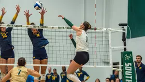 Paula Tomasa with a kill during the South Florida Invitational