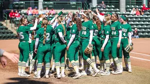 Softball pregame huddle 2026
