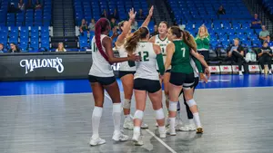 Volleyball in-match celebration vs Utah State