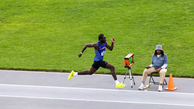 Abisayo Gbakinro preps to jump at NCAA regionals