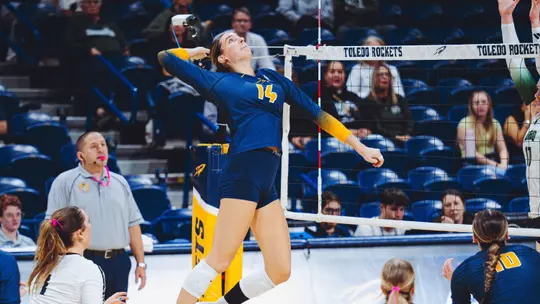 Ava Siefke attacking the ball