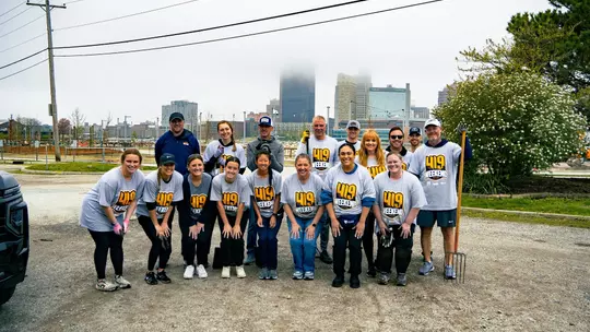 Toledo Athletics group photo at International Park on 419 Day