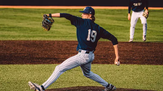 Braden Curry throws a pitch against Dayton on April 8, 2026