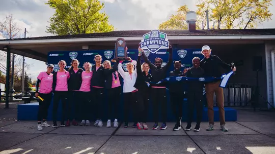 Toledo Women's Cross Country Celebration post-match at 2025 MAC Championships