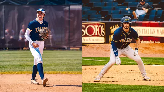 Eli Enriquez smiles on the left; Troy Sudbrook on the basepaths on the right