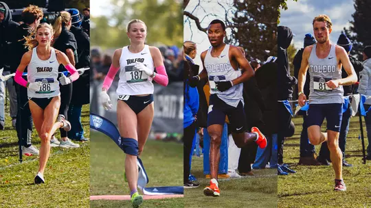Hannah Ielfield, Karina James, Sibonelo Khumalo and Peter McMahon running