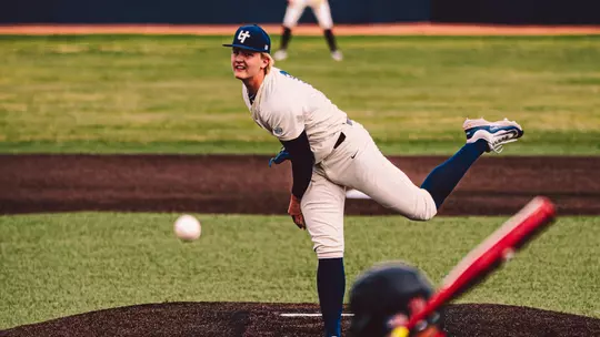 Hayden Frey releases a pitch against Northern Illinois