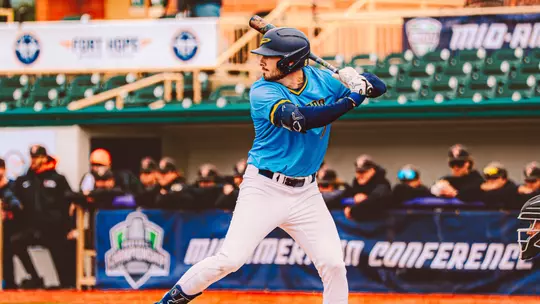 Troy Sudbrook swinging a bat in the MAC Tournament