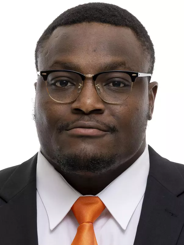 KNOXVILLE, TN - June 03, 2021 - Offensive lineman Chris Akporoghene #77 of the Tennessee Volunteers headshot taken in Knoxville, TN. Photo By Andrew Ferguson/Tennessee Athletics