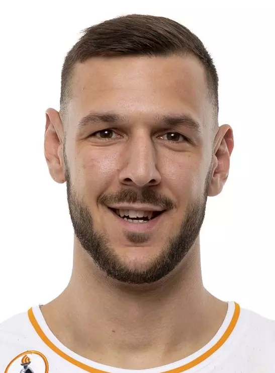 KNOXVILLE, TN - September 16, 2021 - Forward Uros Plavsic #33 of the Tennessee Volunteers portrait taken during 2021 Photo Day at Pratt Pavilion in Knoxville, TN. Photo By Andrew Ferguson/Tennessee Athletics