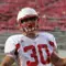 LB Derek Landisch (30) runs through a drill during the Badgers' practice, Aug. 18, 2011 (Brian Mason photo)